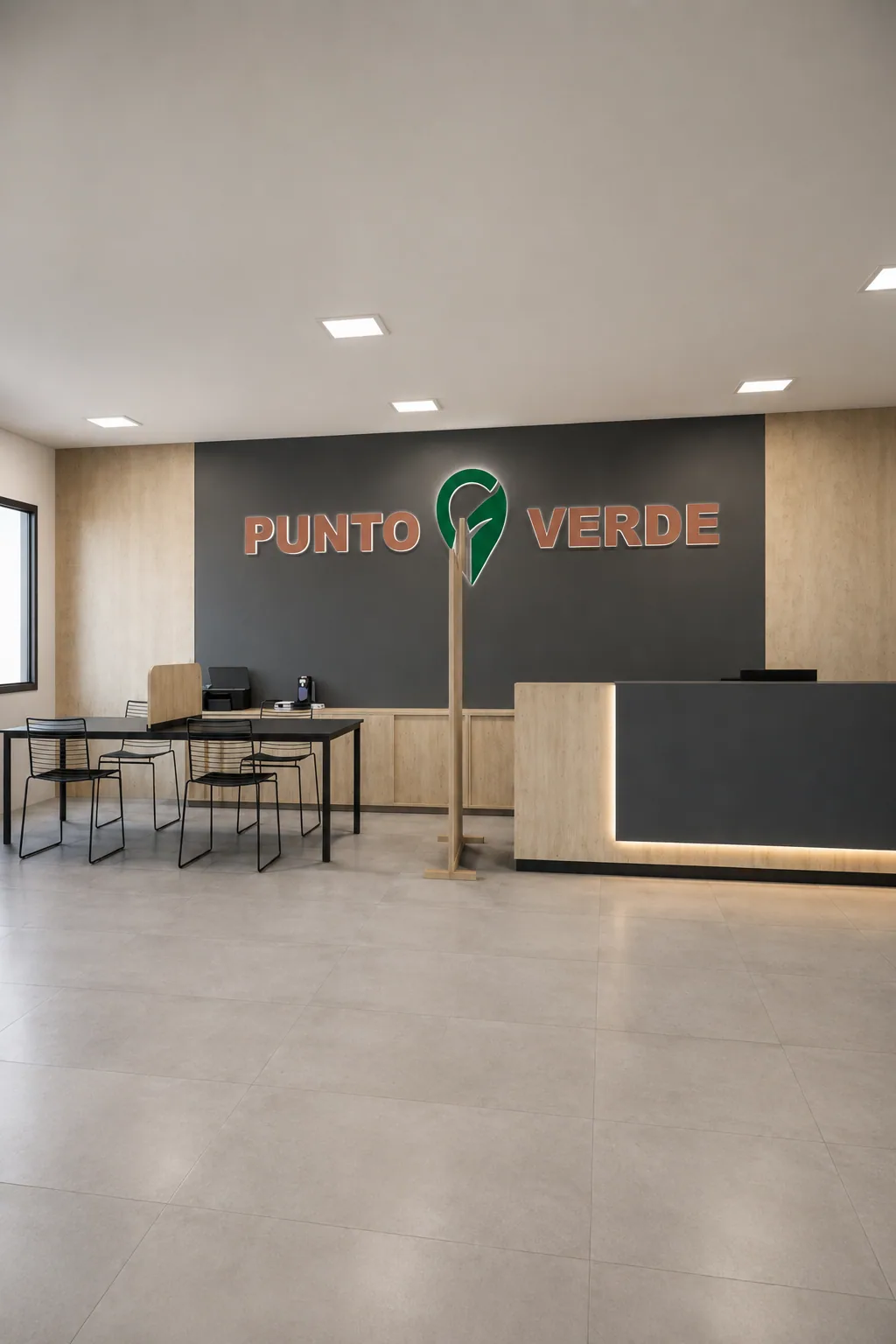 Mostrador de atención con la marca Punto Verde