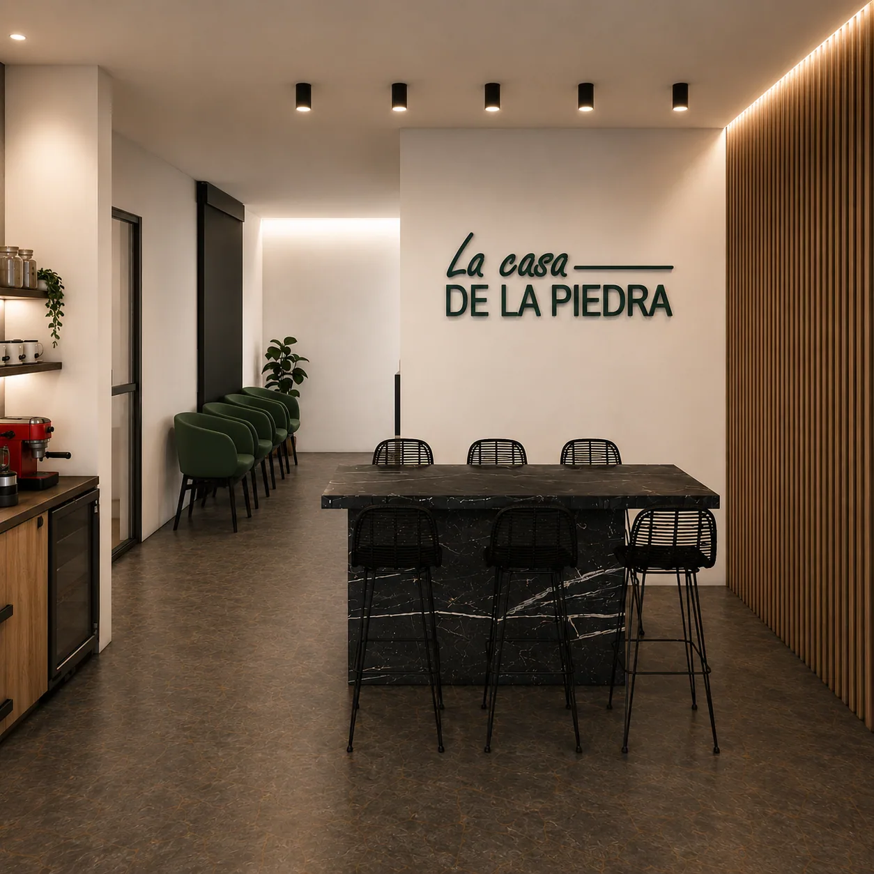 Sala de reuniones con mesa de mármol